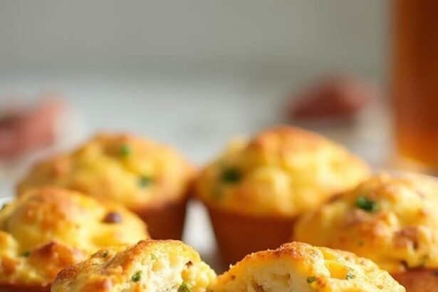 "Golden-brown sausage hash egg muffins on a white plate with steam rising, surrounded by loose sausage slices and frozen vegetables on a marble countertop"